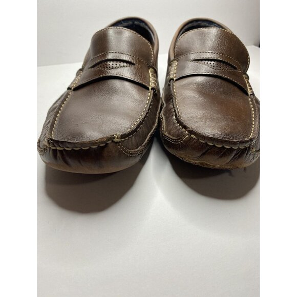 CLARKS Leather Brown Sz 11.5 M Men Driving Moccasin Loafers Slip-on Casual - Picture 11 of 12